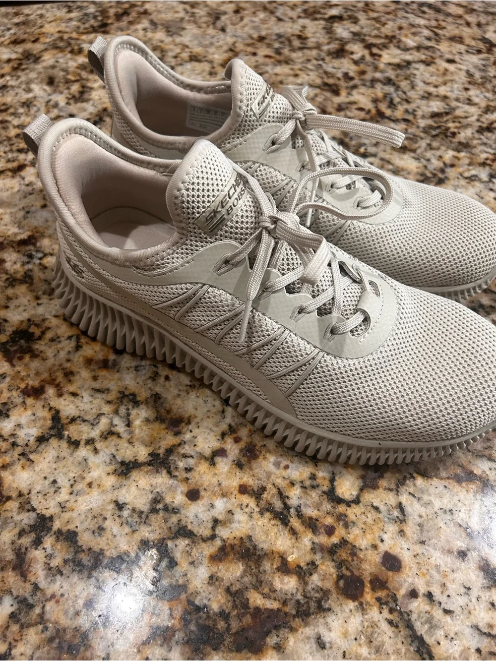 BOBS From Skechers Skechers Beige/Ivory/Taupe Knit Lace-Up Sneakers - Picture 3 of 6
